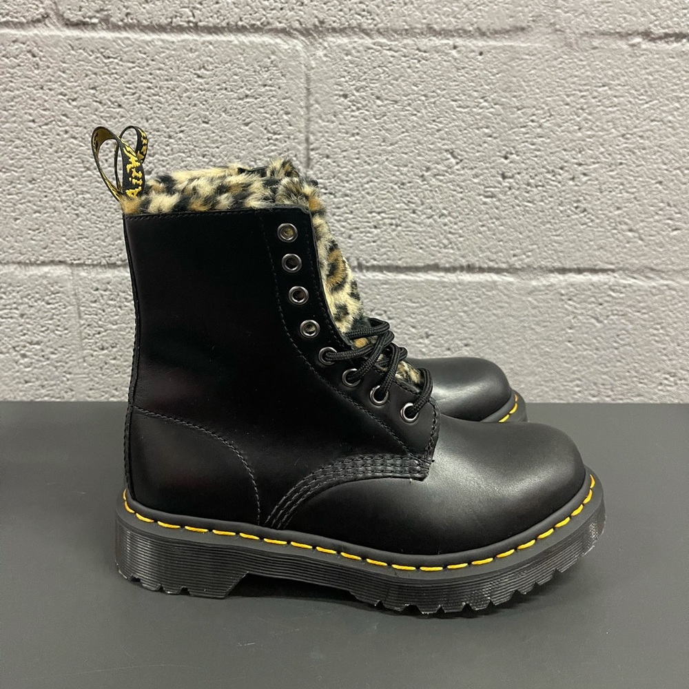 Dr. Martens 1460 Serena Leo Leopard Faux Fur Boots